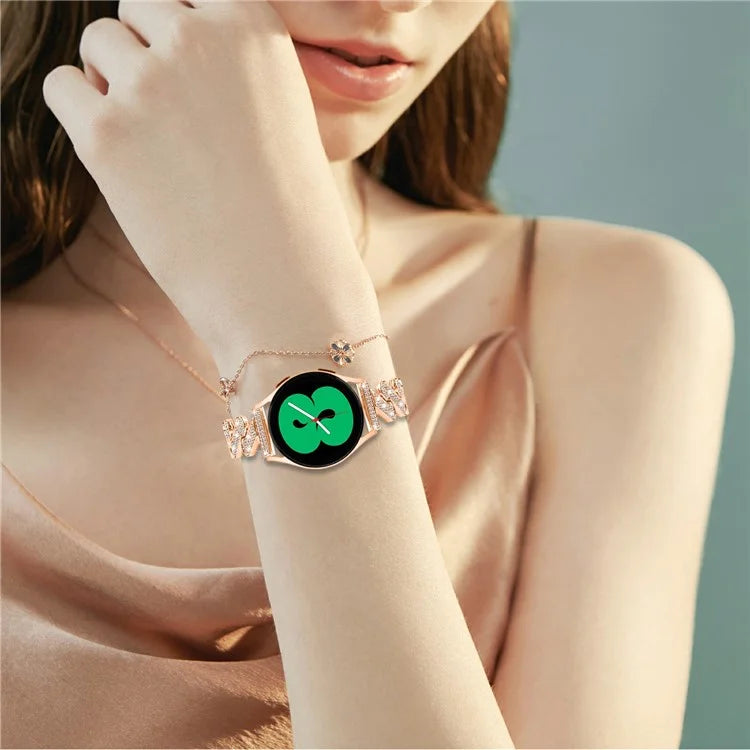 For Samsung Galaxy Watch7 44mm / 40mm Alloy Starp Bling Rhinestone Decor Watch Band