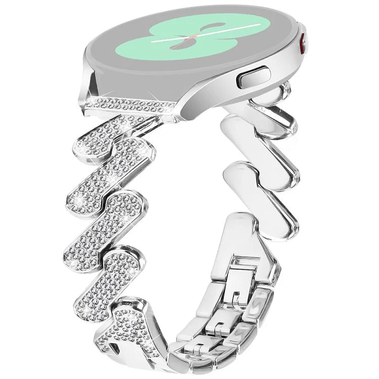 For Samsung Galaxy Watch7 44mm / 40mm Alloy Starp Bling Rhinestone Decor Watch Band