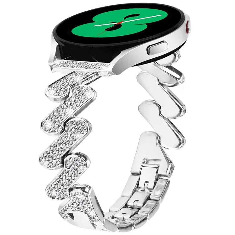 For Samsung Galaxy Watch7 44mm / 40mm Alloy Starp Bling Rhinestone Decor Watch Band
