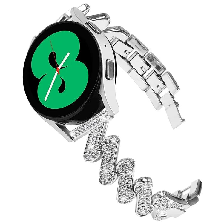 For Samsung Galaxy Watch7 44mm / 40mm Alloy Starp Bling Rhinestone Decor Watch Band