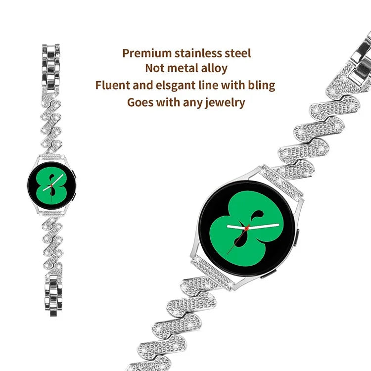 For Samsung Galaxy Watch7 44mm / 40mm Alloy Starp Bling Rhinestone Decor Watch Band
