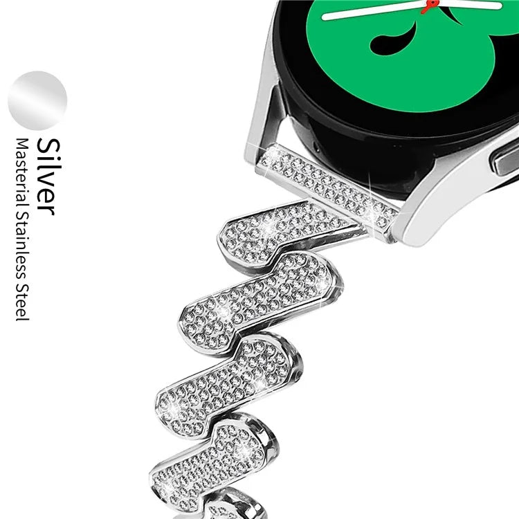 For Samsung Galaxy Watch7 44mm / 40mm Alloy Starp Bling Rhinestone Decor Watch Band