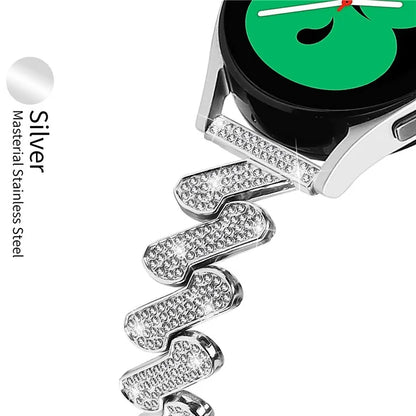 For Samsung Galaxy Watch7 44mm / 40mm Alloy Starp Bling Rhinestone Decor Watch Band