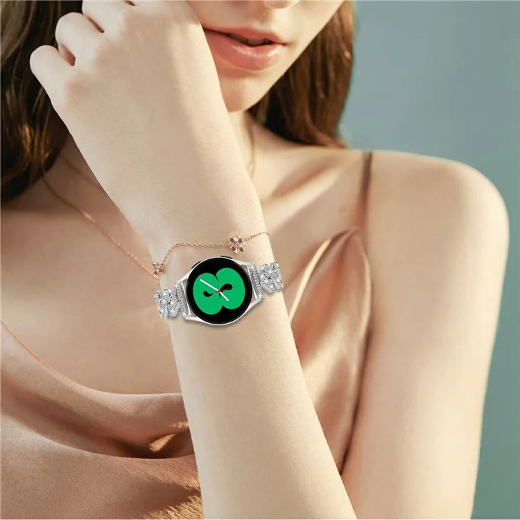 For Samsung Galaxy Watch7 44mm / 40mm Alloy Starp Bling Rhinestone Decor Watch Band