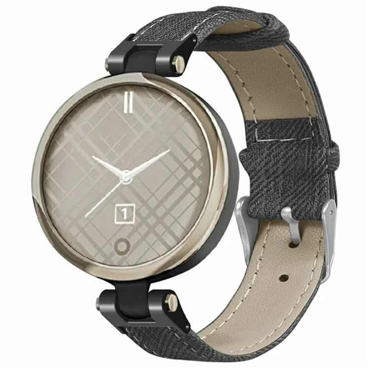 For Garmin Lily Watch Band Denim Texture PU Leather Adjustable Strap