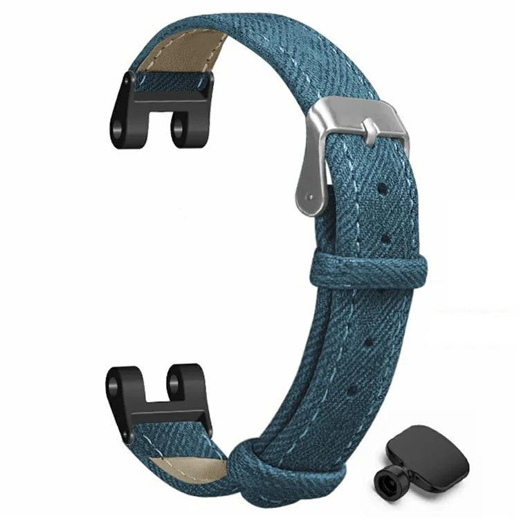 For Garmin Lily Watch Band Denim Texture PU Leather Adjustable Strap