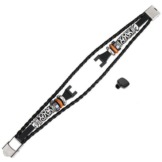 For Garmin Lily Ethnic Band Bracelet Leather+Metal Wrist Strap with Tool