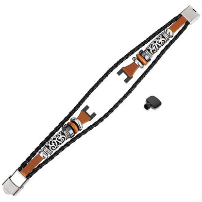 For Garmin Lily Ethnic Band Bracelet Leather+Metal Wrist Strap with Tool