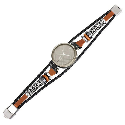 For Garmin Lily Ethnic Band Bracelet Leather+Metal Wrist Strap with Tool
