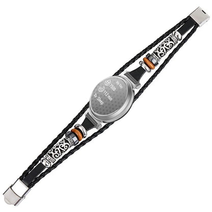For Garmin Lily 2 Ethnic Band Bracelet Leather+Metal Wrist Strap