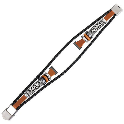 For Garmin Lily 2 Ethnic Band Bracelet Leather+Metal Wrist Strap