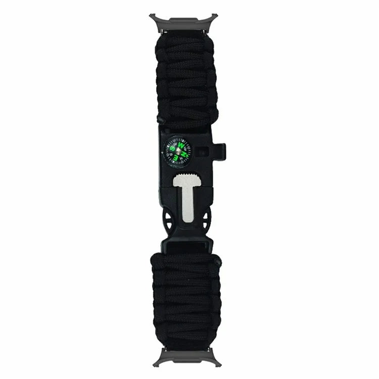 For Samsung Galaxy Watch Ultra 47mm Outdoor Multifunction 7-Core Paracord Survival Bracelet Watch Strap