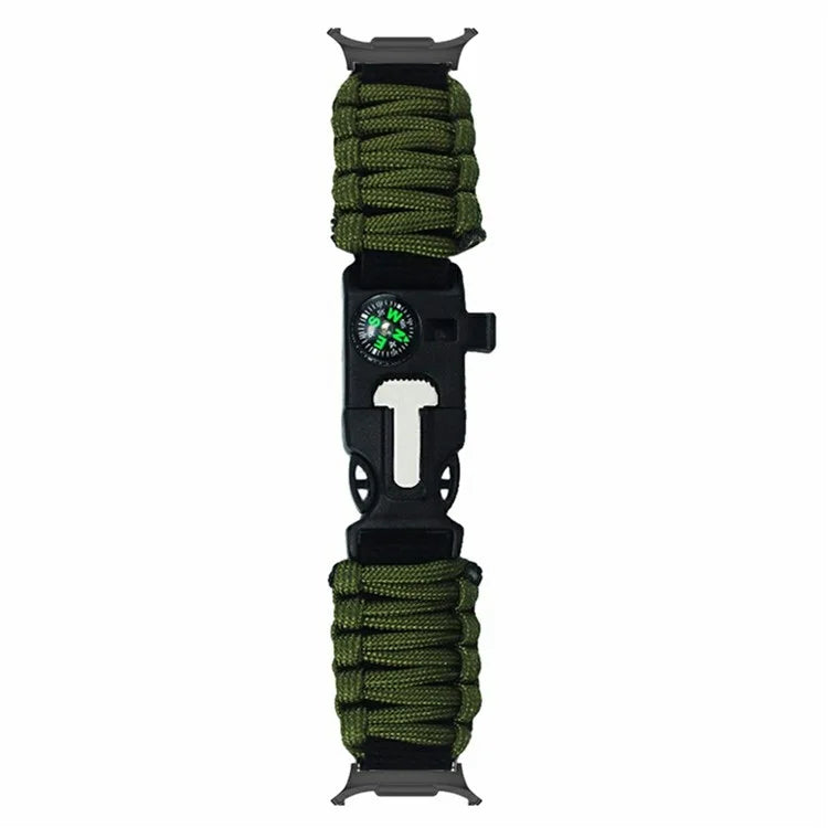 For Samsung Galaxy Watch Ultra 47mm Outdoor Multifunction 7-Core Paracord Survival Bracelet Watch Strap