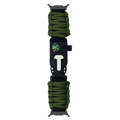 For Samsung Galaxy Watch Ultra 47mm Outdoor Multifunction 7-Core Paracord Survival Bracelet Watch Strap