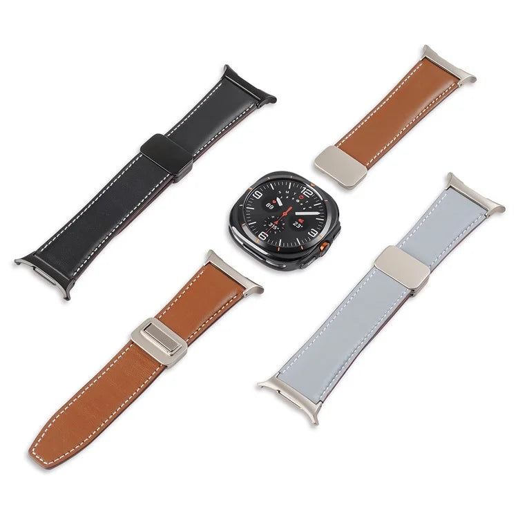 DUX DUCIS YA Series for Samsung Galaxy Watch Ultra 47mm Genuine Cow Leather Strap Magnetic Band