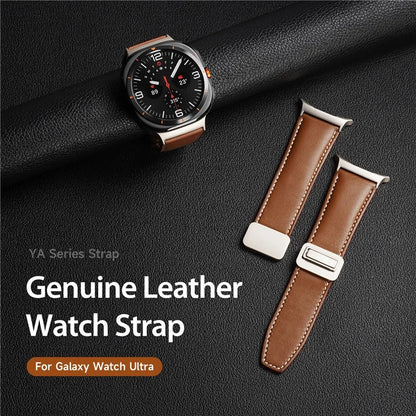 DUX DUCIS YA Series for Samsung Galaxy Watch Ultra 47mm Genuine Cow Leather Strap Magnetic Band