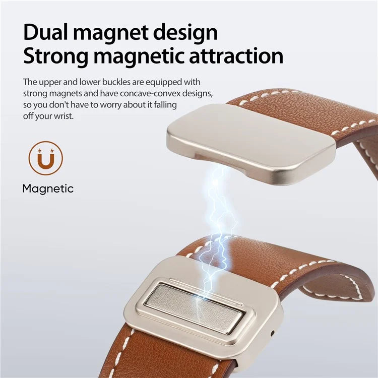 DUX DUCIS YA Series for Samsung Galaxy Watch Ultra 47mm Genuine Cow Leather Strap Magnetic Band