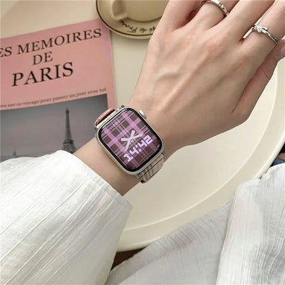 Plaid Woolen Strap for Apple Watch Series 10 46mm / Ultra 2 Ultra 49mm / Series 9 8 7 45mm / SE (2023) SE (2022) SE 6 5 4 44mm / 3 2 1 42mm