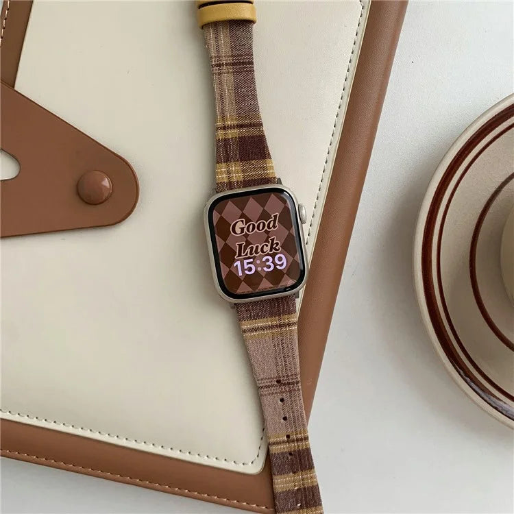 Plaid Woolen Strap for Apple Watch Series 10 46mm / Ultra 2 Ultra 49mm / Series 9 8 7 45mm / SE (2023) SE (2022) SE 6 5 4 44mm / 3 2 1 42mm