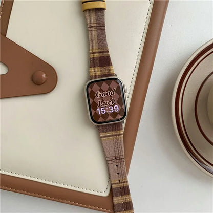 Plaid Woolen Strap for Apple Watch Series 10 46mm / Ultra 2 Ultra 49mm / Series 9 8 7 45mm / SE (2023) SE (2022) SE 6 5 4 44mm / 3 2 1 42mm