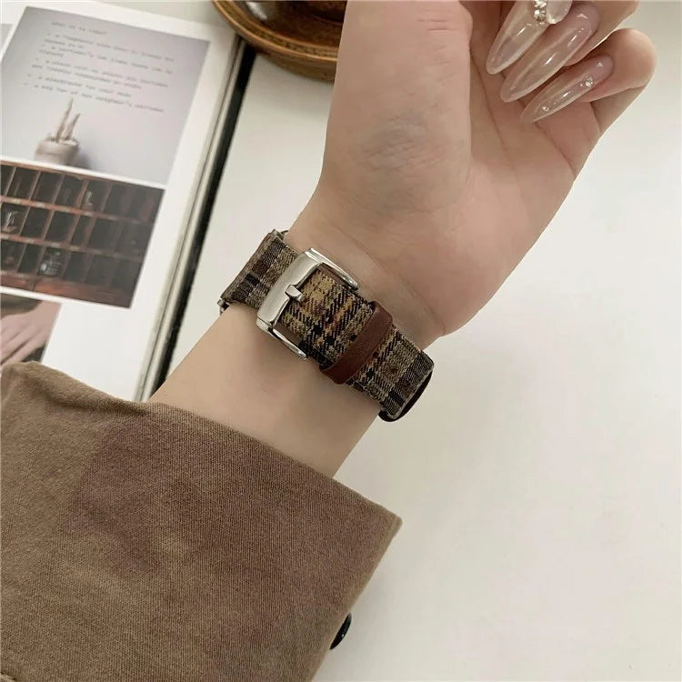 Plaid Woolen Strap for Apple Watch Series 10 46mm / Ultra 2 Ultra 49mm / Series 9 8 7 45mm / SE (2023) SE (2022) SE 6 5 4 44mm / 3 2 1 42mm