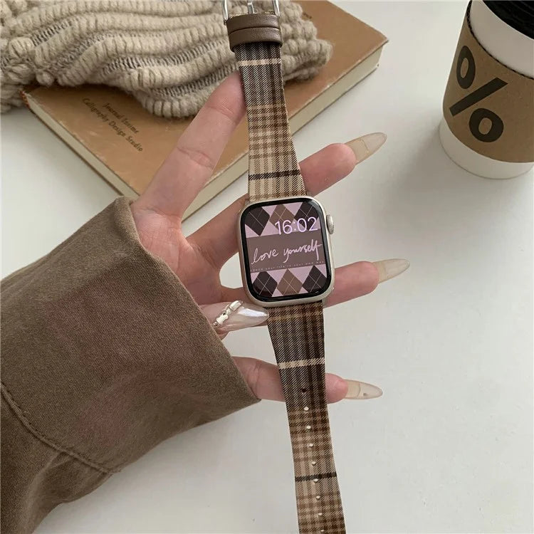 Plaid Woolen Strap for Apple Watch Series 10 42mm  /  9 8 7 41mm  /  SE (2023) SE (2022) SE 6 5 4 40mm  /  3 2 1 38mm