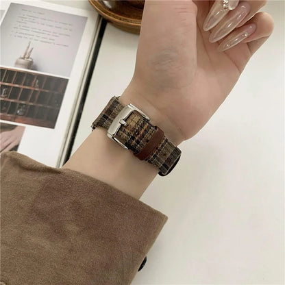 Plaid Woolen Strap for Apple Watch Series 10 42mm  /  9 8 7 41mm  /  SE (2023) SE (2022) SE 6 5 4 40mm  /  3 2 1 38mm