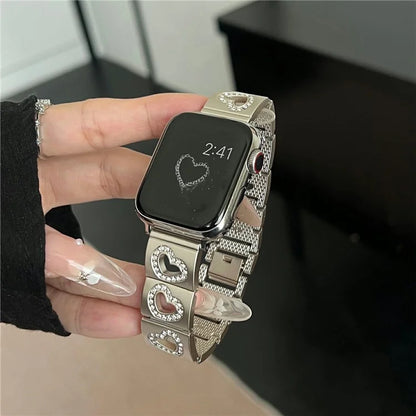 Hollow Heart Metal Strap for Apple Watch Series 10 42mm  /  9 8 7 41mm  /  SE (2023) SE (2022) SE 6 5 4 40mm  /  3 2 1 38mm