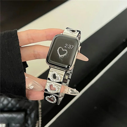 Hollow Heart Metal Strap for Apple Watch Series 10 42mm  /  9 8 7 41mm  /  SE (2023) SE (2022) SE 6 5 4 40mm  /  3 2 1 38mm