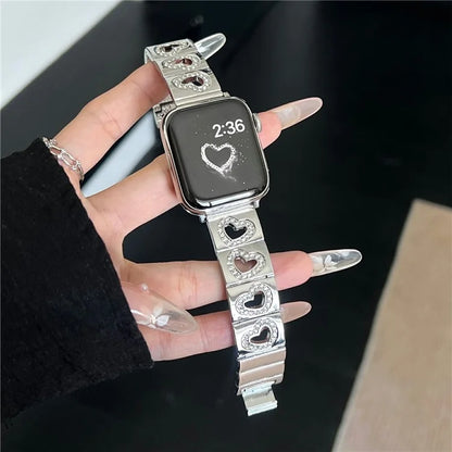 Hollow Heart Metal Strap for Apple Watch Series 10 42mm  /  9 8 7 41mm  /  SE (2023) SE (2022) SE 6 5 4 40mm  /  3 2 1 38mm