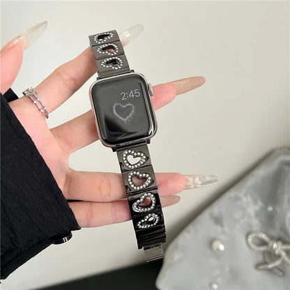 Hollow Heart Metal Strap for Apple Watch Series 10 42mm  /  9 8 7 41mm  /  SE (2023) SE (2022) SE 6 5 4 40mm  /  3 2 1 38mm