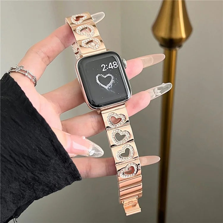 Hollow Heart Metal Strap for Apple Watch Series 10 42mm  /  9 8 7 41mm  /  SE (2023) SE (2022) SE 6 5 4 40mm  /  3 2 1 38mm