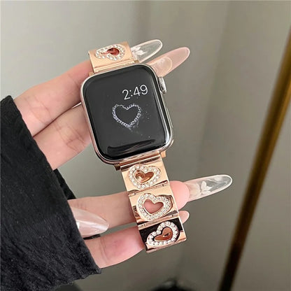 Hollow Heart Metal Strap for Apple Watch Series 10 42mm  /  9 8 7 41mm  /  SE (2023) SE (2022) SE 6 5 4 40mm  /  3 2 1 38mm