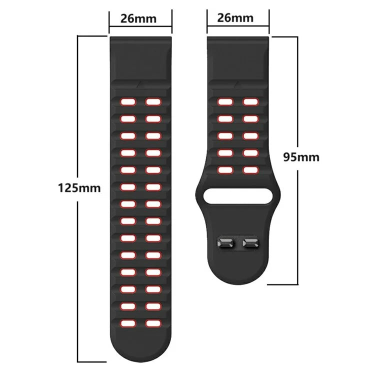 For Garmin Fenix 8 47mm / Fenix E 47mm Silicone Watchband Quick Release Buckle Dual Color Watch Strap