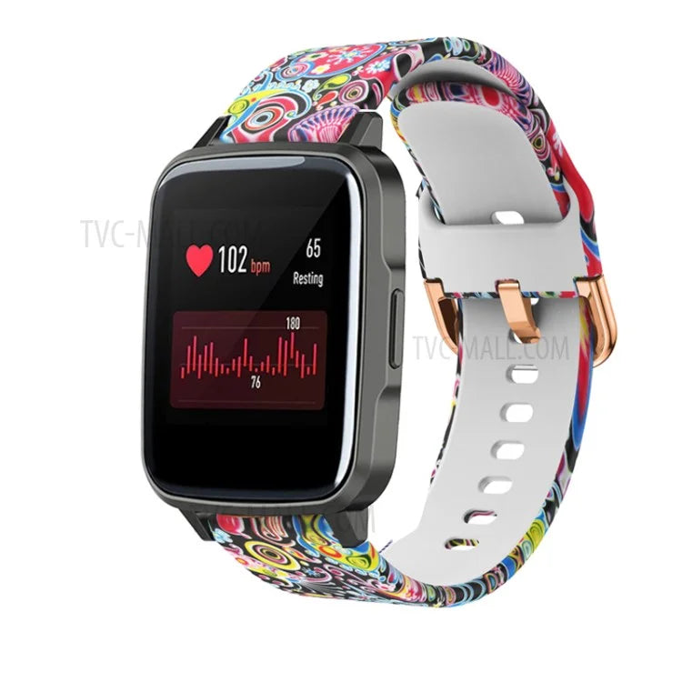 Pattern Printing Soft Silicone Smart Watch Band Strap Replacement 19mm for Haylou LS01