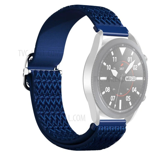 22mm Universal Elastic Rhombus Nylon Watch Straps Watch Band Replacement for Samsung Galaxy Watch3 45mm/Gear S3 Classic/Gear S3 Frontier/Xiaomi Haylou RS3 LS04