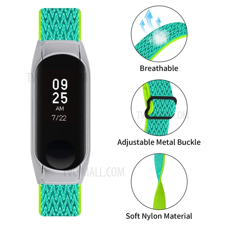 Braided Nylon Strap Watch Band Adjustable Elastic Solo Sports Loop Bracelet for Xiaomi Mi Band 4 / 3
