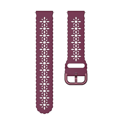For Samsung Galaxy Watch3 45mm/Huawei Watch GT 3 Pro 46mm/Garmin Venu 2 Soft Silicone Sport Strap 22mm Hollowed-out Plum Blossom Replacement Wristband