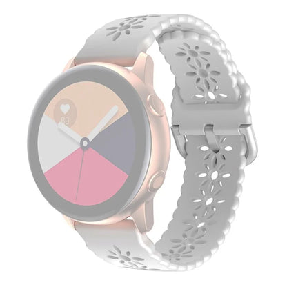 For Samsung Galaxy Watch3 45mm/Huawei Watch GT 3 Pro 46mm/Garmin Venu 2 Soft Silicone Sport Strap 22mm Hollowed-out Plum Blossom Replacement Wristband