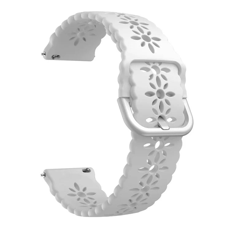For Samsung Galaxy Watch3 45mm/Huawei Watch GT 3 Pro 46mm/Garmin Venu 2 Soft Silicone Sport Strap 22mm Hollowed-out Plum Blossom Replacement Wristband