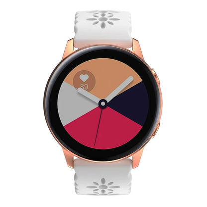 For Samsung Galaxy Watch3 45mm/Huawei Watch GT 3 Pro 46mm/Garmin Venu 2 Soft Silicone Sport Strap 22mm Hollowed-out Plum Blossom Replacement Wristband