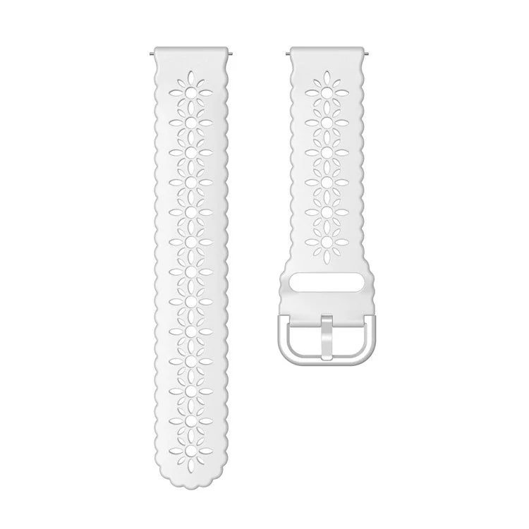 For Samsung Galaxy Watch3 45mm/Huawei Watch GT 3 Pro 46mm/Garmin Venu 2 Soft Silicone Sport Strap 22mm Hollowed-out Plum Blossom Replacement Wristband