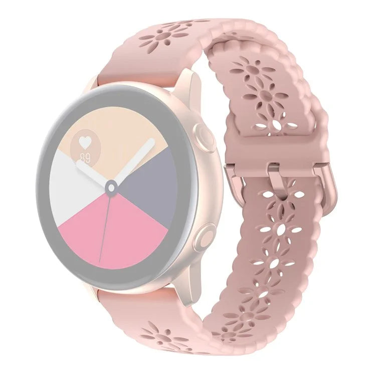 For Samsung Galaxy Watch3 45mm/Huawei Watch GT 3 Pro 46mm/Garmin Venu 2 Soft Silicone Sport Strap 22mm Hollowed-out Plum Blossom Replacement Wristband