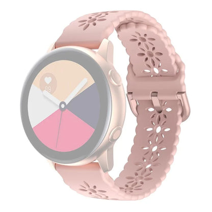 For Samsung Galaxy Watch3 45mm/Huawei Watch GT 3 Pro 46mm/Garmin Venu 2 Soft Silicone Sport Strap 22mm Hollowed-out Plum Blossom Replacement Wristband