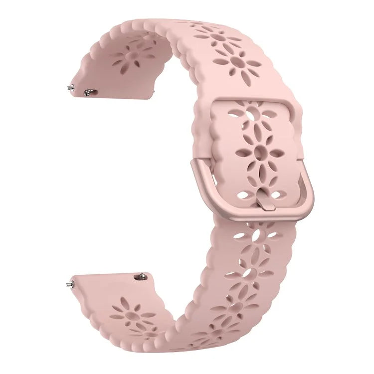 For Samsung Galaxy Watch3 45mm/Huawei Watch GT 3 Pro 46mm/Garmin Venu 2 Soft Silicone Sport Strap 22mm Hollowed-out Plum Blossom Replacement Wristband