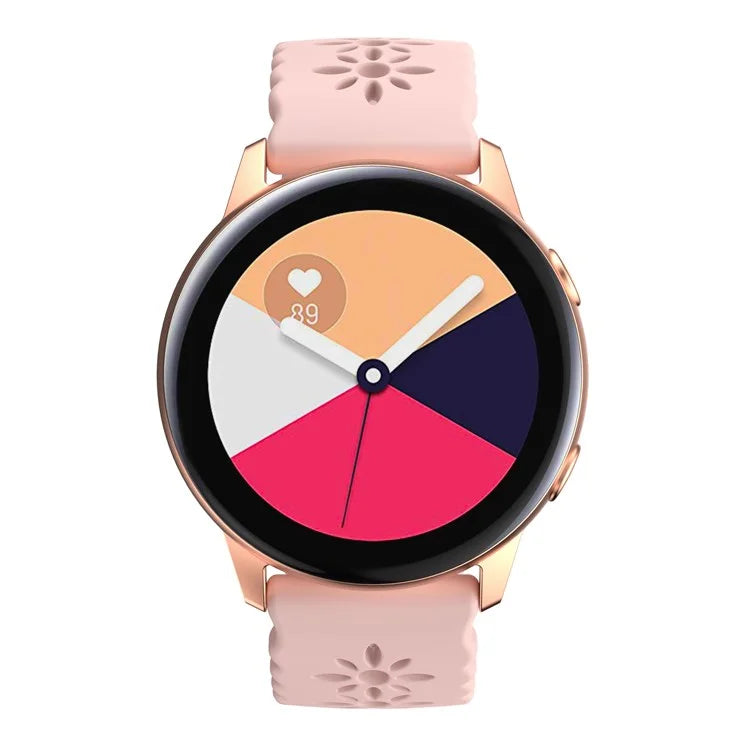 For Samsung Galaxy Watch3 45mm/Huawei Watch GT 3 Pro 46mm/Garmin Venu 2 Soft Silicone Sport Strap 22mm Hollowed-out Plum Blossom Replacement Wristband