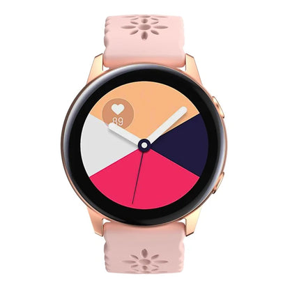 For Samsung Galaxy Watch3 45mm/Huawei Watch GT 3 Pro 46mm/Garmin Venu 2 Soft Silicone Sport Strap 22mm Hollowed-out Plum Blossom Replacement Wristband