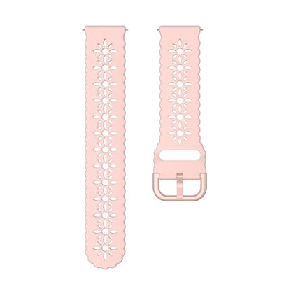 For Samsung Galaxy Watch3 45mm/Huawei Watch GT 3 Pro 46mm/Garmin Venu 2 Soft Silicone Sport Strap 22mm Hollowed-out Plum Blossom Replacement Wristband