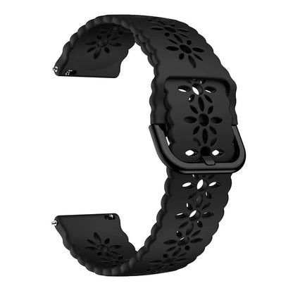 For Samsung Galaxy Watch3 45mm/Huawei Watch GT 3 Pro 46mm/Garmin Venu 2 Soft Silicone Sport Strap 22mm Hollowed-out Plum Blossom Replacement Wristband
