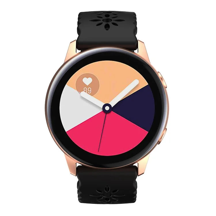 For Samsung Galaxy Watch3 45mm/Huawei Watch GT 3 Pro 46mm/Garmin Venu 2 Soft Silicone Sport Strap 22mm Hollowed-out Plum Blossom Replacement Wristband